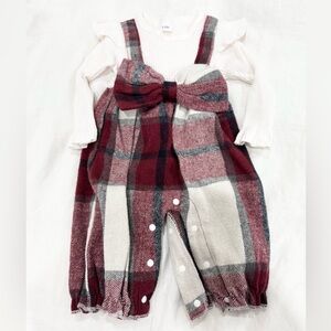 Plaid Baby Romper with Bow